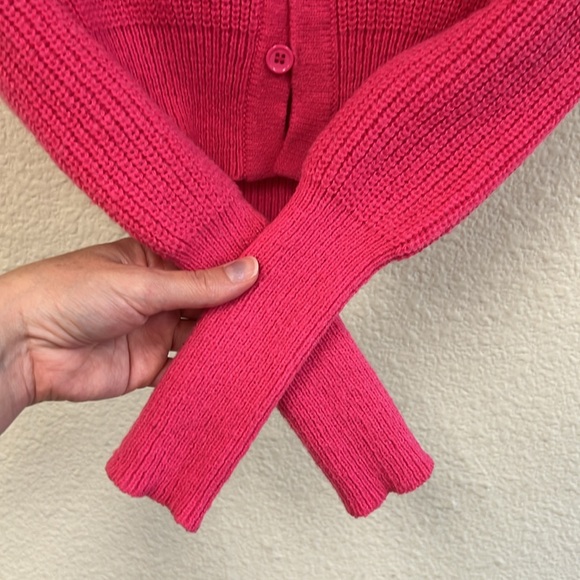 SHEIN Fitted Cropped Cardigan Hot Pink Long Sleeve Sweater Size S 🎉 - Picture 4 of 6